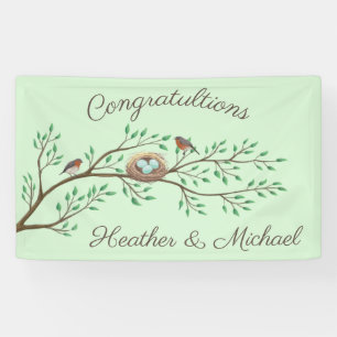 Robin Birds Nest Eggs Spring Baby Shower Banner