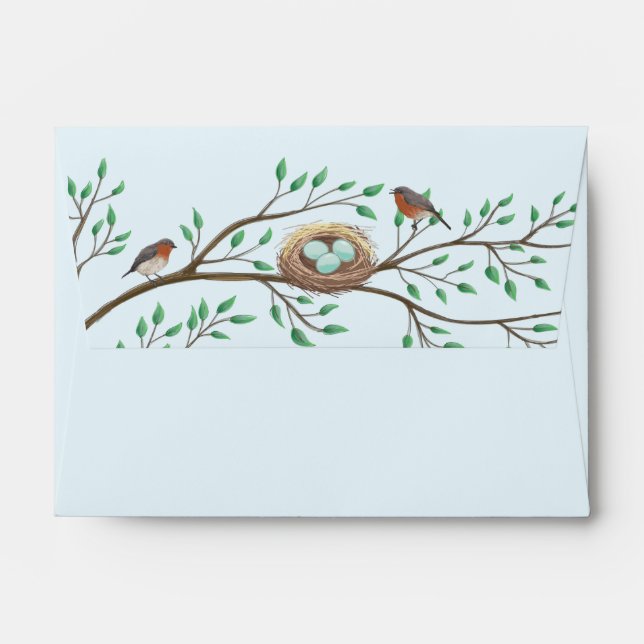 Robin Birds Nest Eggs Spring Baby Shower Envelope (Back (Top Flap))