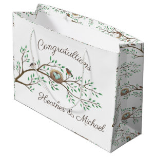 Robin Birds Nest Eggs Spring Baby Shower Large Gift Bag