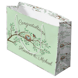 Robin Birds Nest Eggs Spring Baby Shower Large Gift Bag