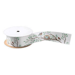 Robin Birds Nest Eggs Spring Baby Shower Satin Ribbon