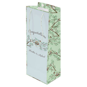 Robin Birds Nest Eggs Spring Baby Shower Wine Gift Bag