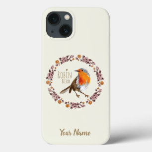 Robin Botanical vintage Flowers for bird lover iPhone 13 Case