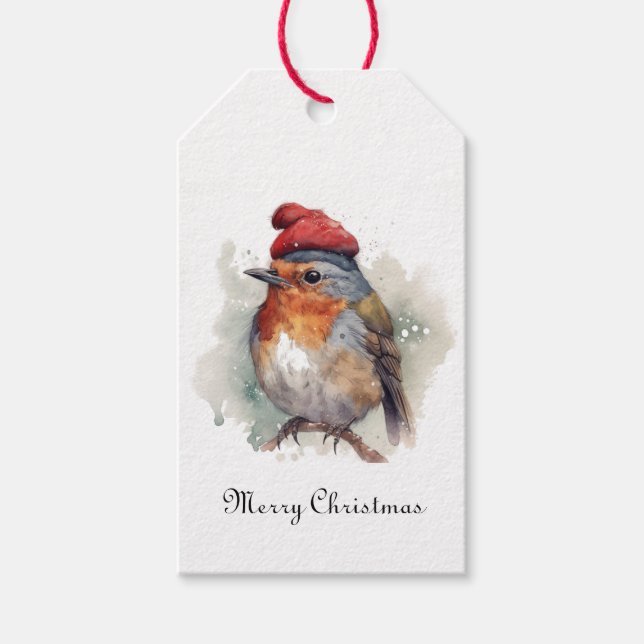 Robin Christmas Gift Wrapping Charm Tags (Front)
