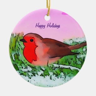 Robin Christmas Holiday season Ceramic Tree Decoration