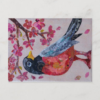 Robin - collage art postcard