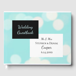 Robin Egg Blue and Black Elegant Wedding Guest Book