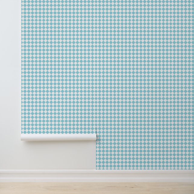 Robin Egg Blue and White Chevron Pattern Classic Wallpaper (Application)