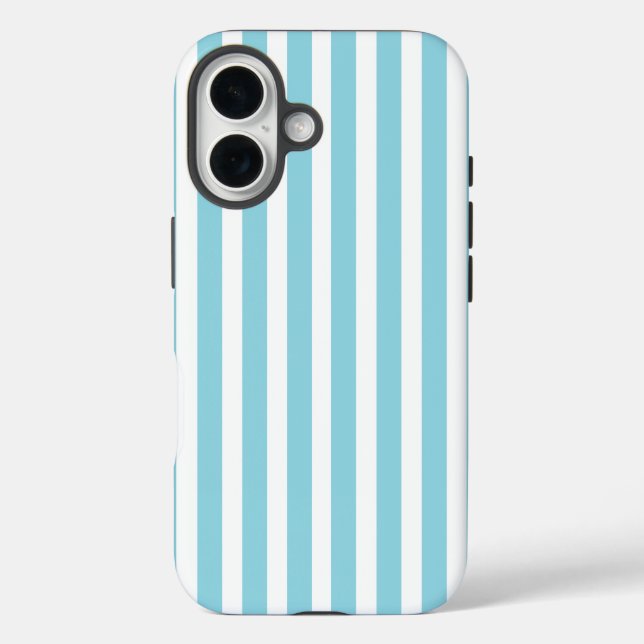 Robin Egg Blue and White Striped Case-Mate iPhone Case (Back)