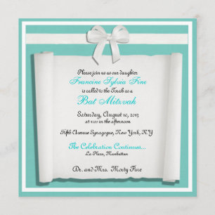 Robin Egg Blue Bat Mitzvah Invitations