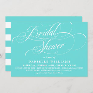 Robin Egg Blue Calligraphy Bridal Shower Invitation