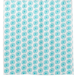 Robin Egg Blue Daisy Print, Hippie Flowers Pattern Shower Curtain