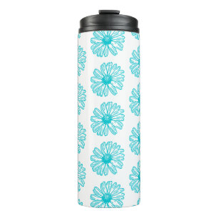 Robin Egg Blue Daisy Print, Hippie Flowers Pattern Thermal Tumbler