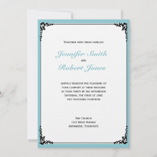 Robin Egg Blue Initials Posh Wedding Invitation