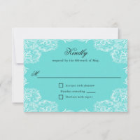 Robin Egg Blue Lace Frame Grey Wedding RSVP