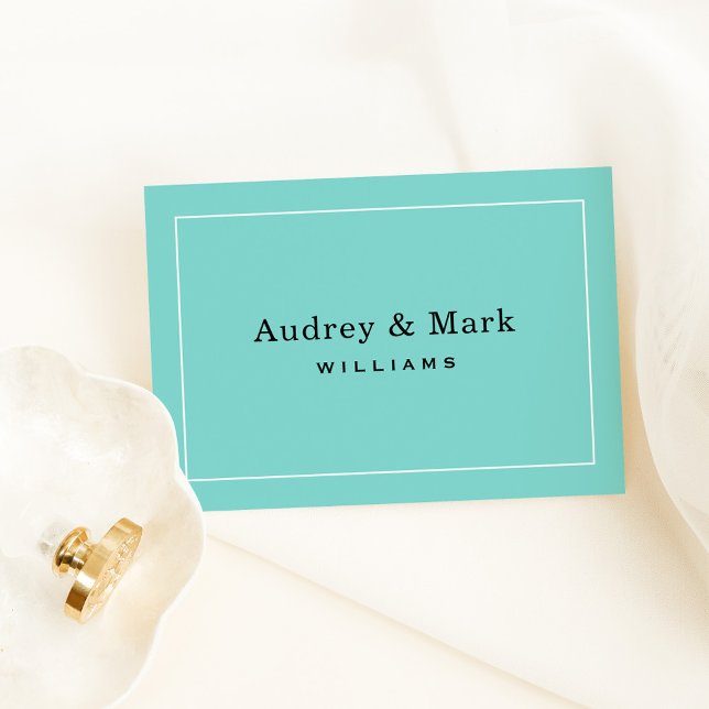 Robin Egg Blue Monogram Border Wedding Thank You Card (Creator Uploaded)