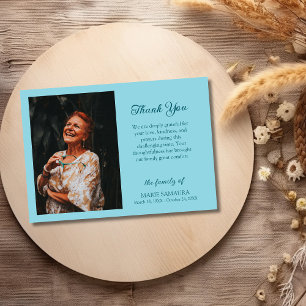 Robin Egg Blue Romantic Customize Photo Funeral Thank You Card