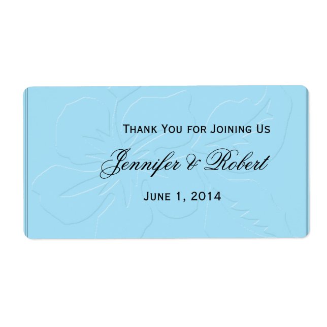 Robin Egg Blue Tone on Tone Hibiscus Bottle Label (Front)