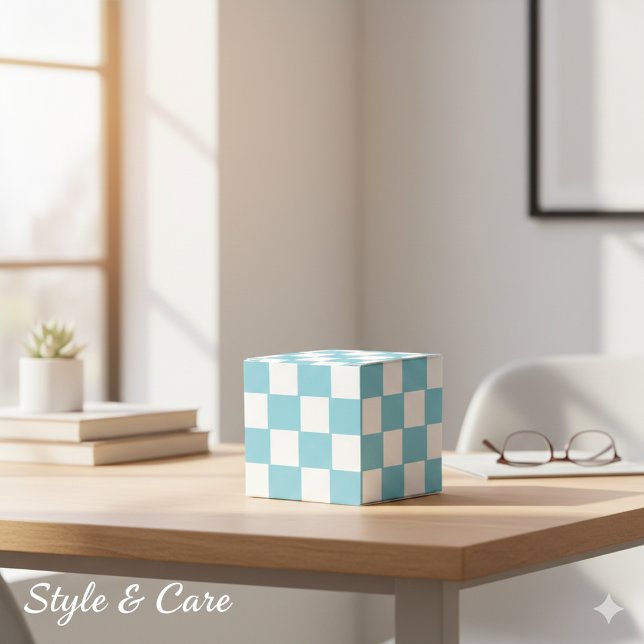 Robin Egg Blue with White Square Pattern Classic Favour Box (Robin Egg Blue with White Square Pattern Classic Favor Boxes)