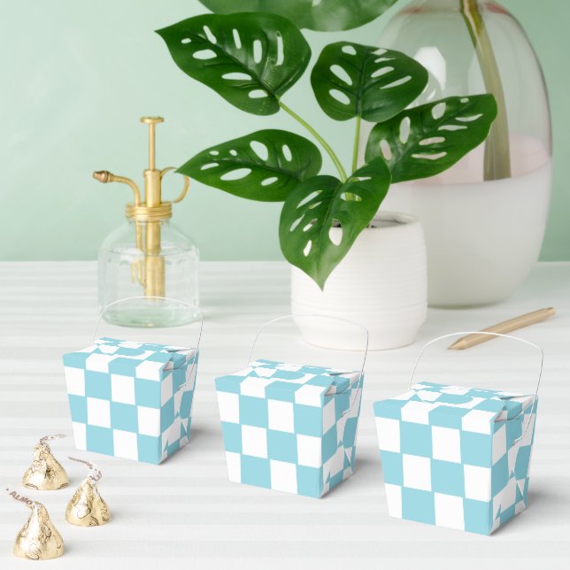 Robin Egg Blue with White Square Pattern Take Out Favour Box (Multiple)