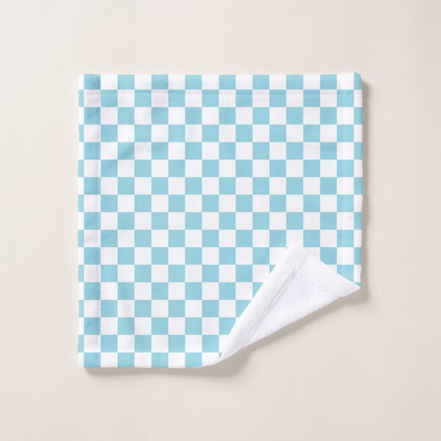 Robin Egg Blue with White Square Pattern Wash Cloth (Wash Cloth)