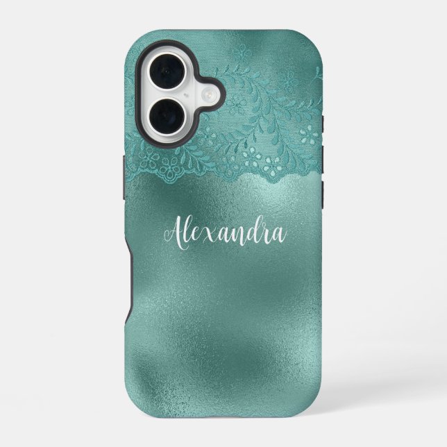 Robin Egg Green iPhone 16 Case (Back)
