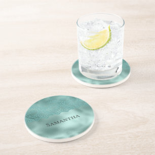Robin Egg Green Lace   Coaster