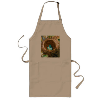 Robin Eggs in a Backyard Tree Nest Long Apron