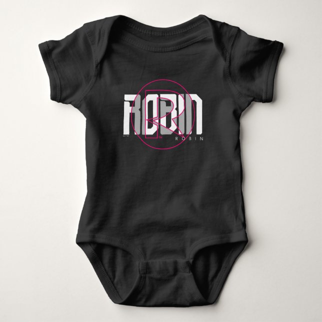 Robin Hi-Tech Name Graphic Baby Bodysuit (Front)