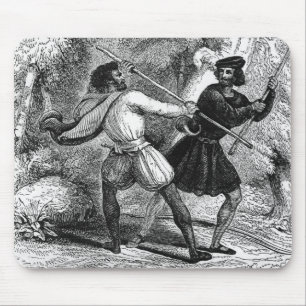 Robin Hood and the Tanner with Quarter-staffs Mouse Pad