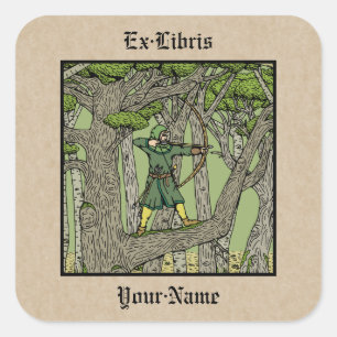Robin Hood Bookplate Square Sticker