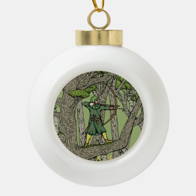Robin Hood Ceramic Ball Christmas Ornament (Front)
