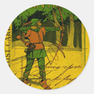 Robin Hood, His Bow and Arrow Classic Round Sticker