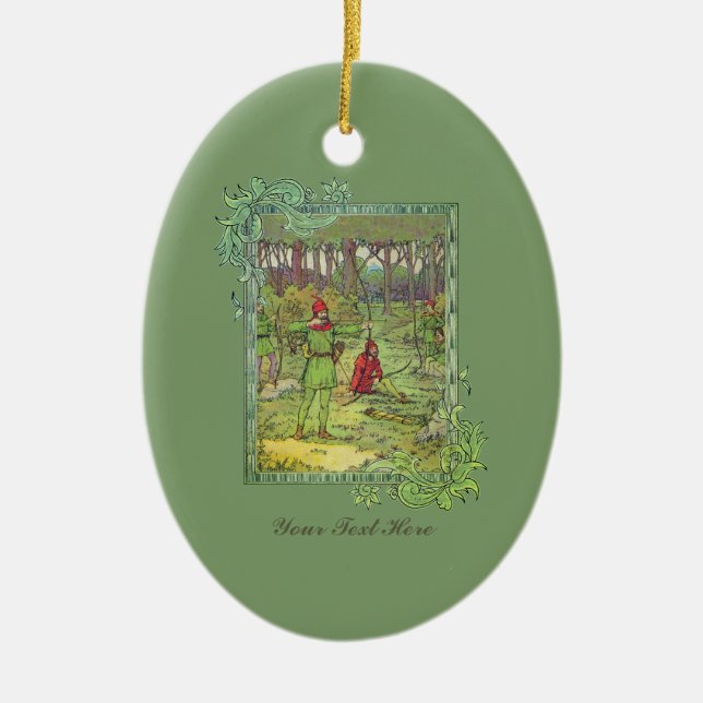 Robin Hood In The Forest Ceramic Tree Decoration (Front)