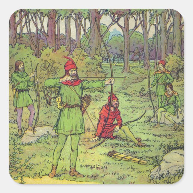 Robin Hood In The Forest Square Sticker (Front)