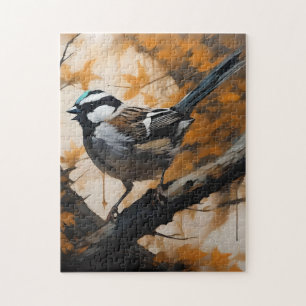 Robin In A Tree Oil Paint, Jigsaw Puzzle