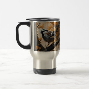 Robin In A Tree Oil Paint, Travel Mug