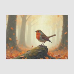 Robin in Autumn/Fall Forest, Leaves Decoupage Tissue Paper