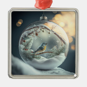 Robin in Globe Ornament