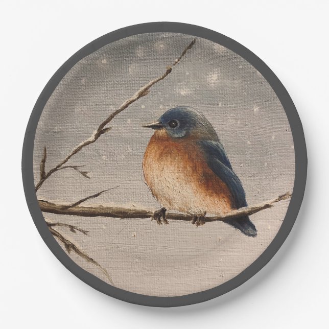 Robin in the Snow  Paper Plate (Front)