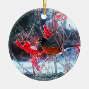 Robin in the Tree Ceramic Tree Decoration