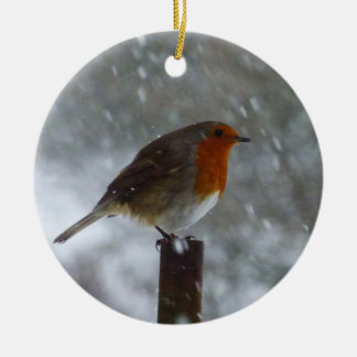 Robin in Winter Ceramic Tree Decoration