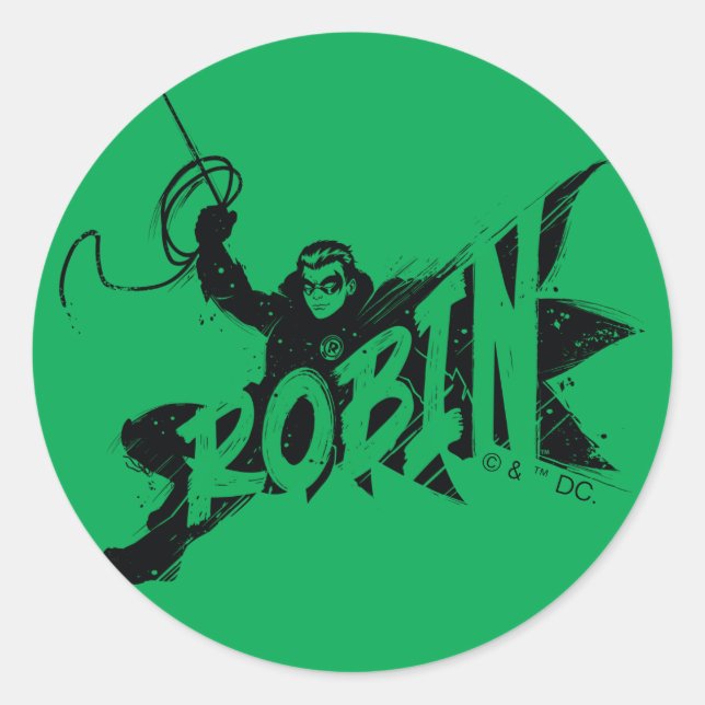 Robin Ink Brush Name Classic Round Sticker (Front)