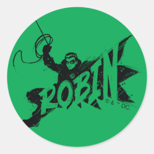 Robin Ink Brush Name Classic Round Sticker