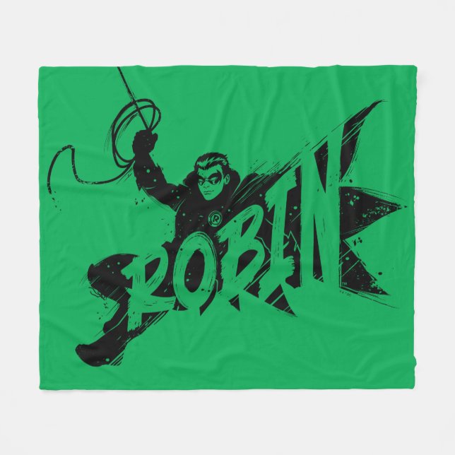 Robin Ink Brush Name Fleece Blanket (Front (Horizontal))