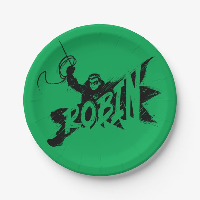 Robin Ink Brush Name Paper Plate (Front)