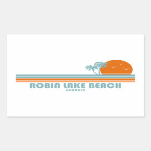 Robin Lake Beach Georgia Sun Palm Trees Rectangular Sticker