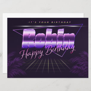 Robin name First name lila retro card Birthday