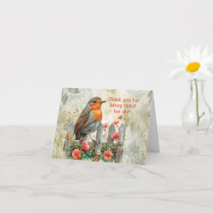 Robin On A Wood Fence Thank You For Being There Card