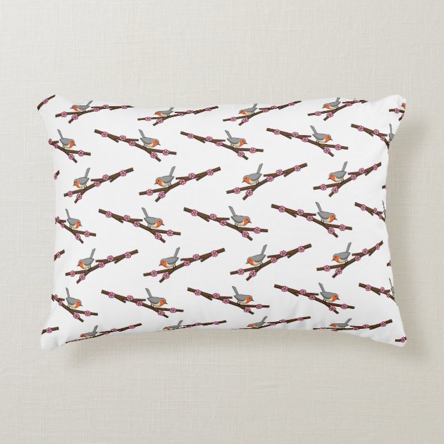 Robin on Sakura Decorative Cushion (Front)